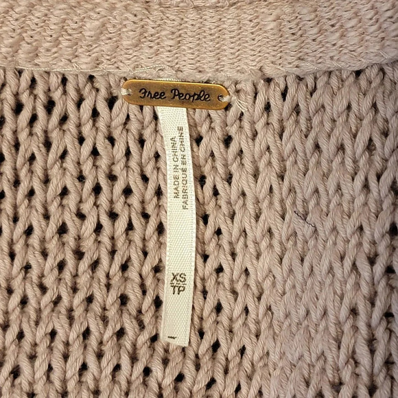 FREE PEOPLE Women's Draped Open Front Fringe Cotton Sweater Duster Blush Size XS - Picture 11 of 15